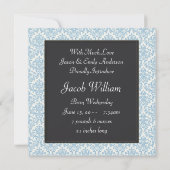 ブルーブラック男の赤ちゃん写真誕生のお知らせ 案内状 (裏面)