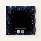 ブルーブラック花グリッター名glamorous ノートブック (裏面)