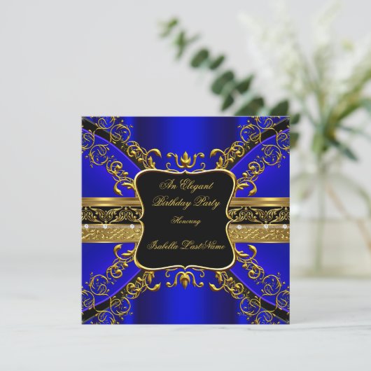 ブルーブラック華美金ゴールドバースデーパーティー2 招待状 (スタンド正面)