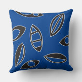 ブルーブラック葉レトロデザイン装飾用クッション クッション (裏面)