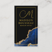 ブルーブラック金ゴールドモノグラムのアゲイトのメイクアップ 名刺 (正面)