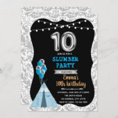 ブルーブラック10th誕生日の眠りパーティー 招待状 (正面/裏面)