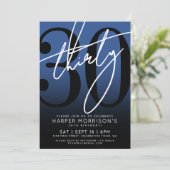 ブルーブラック30th誕生日パーティの招待状 招待状 (スタンド正面)