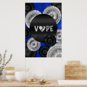 ブルーブラック3D Vapeハート ポスター (キッチン)