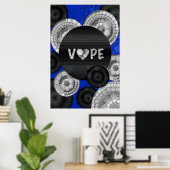 ブルーブラック3D Vapeハート ポスター (ホームオフィス)