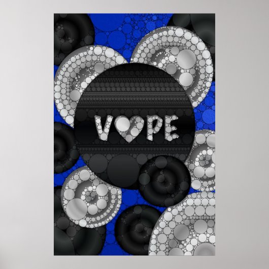 ブルーブラック3D Vapeハート ポスター (正面)