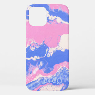 ブルーブラック・アンド・ブラウン抽象芸術絵画ズ iPhone 12ケース