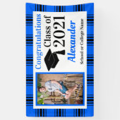 ブルーブラック・プレイド・スクール・カラーズ卒業 横断幕 (縦)