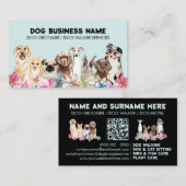 ブルーブラックQRコードドッググルーミング 名刺 (正面/裏面)