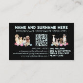 ブルーブラックQRコードドッググルーミング 名刺 (裏面)