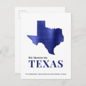 ブルーブラッシュドメタルテキサス州マップ新しい住所 案内ポストカード (正面/裏面)