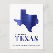 ブルーブラッシュドメタルテキサス州マップ新しい住所 案内ポストカード (正面)