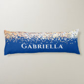 ブルーブラッスゴールド ファウ グリッター エステティック オーダーメイド ネーム ボディピロー (裏面)