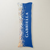 ブルーブラッスゴールド ファウ グリッター エステティック オーダーメイド ネーム ボディピロー (正面縦)