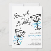 ブルーブランチと泡立つハンドドロー 招待状 (正面)