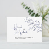 ブルーブランチ食事オプション結婚のイベントRSVPカード 出欠カード (スタンド正面)