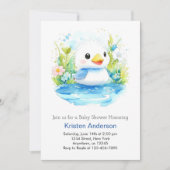 ブルーブリスフルウォーターカラーダックボーイ赤ちゃんシャワー 招待状 (正面)