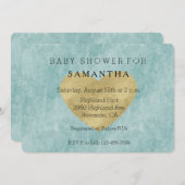 ブルーブリス金ゴールドハートベビースシャワー 招待状 (正面/裏面)