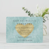 ブルーブリス金ゴールドハートベビースシャワー 招待状 (スタンド正面)