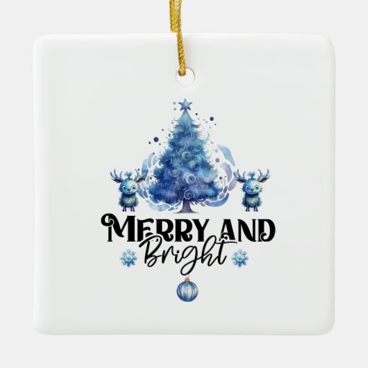ブルーブリス：明るいメリークリスマスオーナメント セラミックオーナメント (正面)