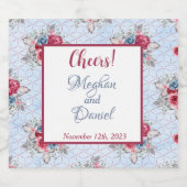 ブルーブルゴーニュとピンク結婚フローラの酒類ラベル リキュールボトルラベル (シングルラベル)