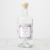 ブルーブルゴーニュとピンク結婚フローラの酒類ラベル リキュールボトルラベル (正面)