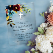 ブルーブルゴーニュフローラクロス2が1になる ベラム紙招待状