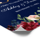 ブルーブルゴーニュフローラ金ゴールド結婚ラブズウェルカム ポスター (角)