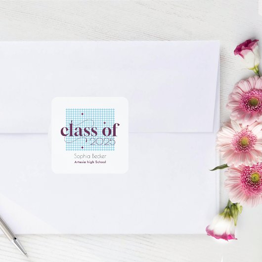 ブルーブルゴーニュモダンー卒業キャップパターン スクエアシール