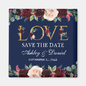 ブルーブルゴーニュ水彩フローララブザデーを保存 マグネット (正面)