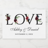 ブルーブルゴーニュ水彩フローララブズミ結婚ニ スパークリングワインラベル (シングルラベル)