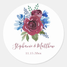 ブルーブルゴーニュ水彩フローラ結婚ズ