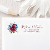 ブルーブルゴーニュ水色のフローラ結婚のアドレス ラベル (インサイチュ)