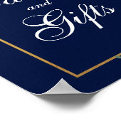 ブルーブルゴーニュ金ゴールドフローラウェディングカードギフト ポスター (角)