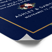 ブルーブルゴーニュ金ゴールドフローラ結婚式の引き出物 ポスター (角)