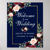 ブルーブルゴーニュ金ゴールド結婚フローラの歓迎 ポスター (正面)
