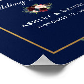 ブルーブルゴーニュ金ゴールド結婚フローラカスタムズ ポスター (角)