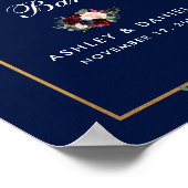 ブルーブルゴーニュ金ゴールド結婚フローラホットチョコレート ポスター (角)