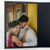 ブルーブルゴーニュ離れオリーブ結婚ズの 三つ折り招待状 (内部最初)