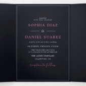 ブルーブルゴーニュ離れオリーブ結婚ズの 三つ折り招待状 (内部中)