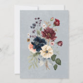 ブルーブルゴーニュ&クリーム素朴フローラブライダルシャワー 招待状 (裏面)