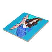 ブルーブルネット人魚タイル タイル (側面)