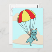 ブルーブルフランスのドッグ傘おもしろいはがき ポストカード (正面/裏面)