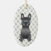 ブルーブルフランスのドッグ/フランス人漫画の犬と文字 セラミックオーナメント (右)