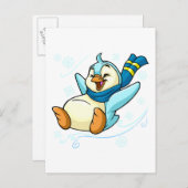 ブルーブルースが氷を横切って滑る ポストカード (正面/裏面)