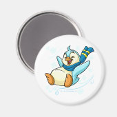 ブルーブルースが氷を横切って滑る マグネット (正面/裏面)