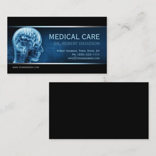 ブルーブレインメディカルビジネスカード解剖学医 名刺 (正面/裏面)