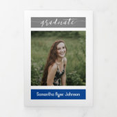 ブルーブロモダンック5写真卒業 三つ折り招待状 (カバー)