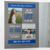 ブルーブロモダンック5写真卒業 三つ折り招待状 (内部最初)