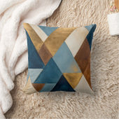 ブルーブロンズクリームと金ゴールド幾何学的抽象芸術 クッション (ブランケット)